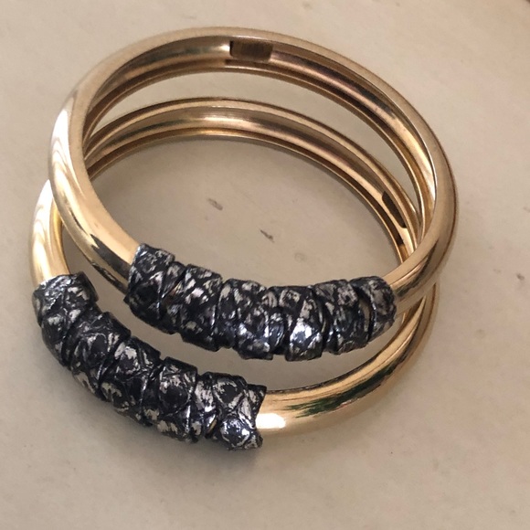 Kara Ross black Python Wrapped gold tone Bracelet - Picture 10 of 11